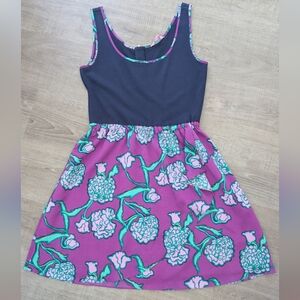 Lilly Pulitzer Floral Dress in Navy and Purple